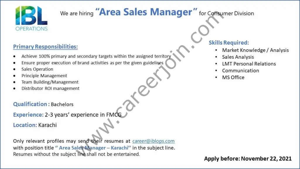 IBL Operations Jobs Area Sales Manager 01