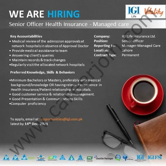 IGI Life Insurance Company Limited Jobs Senior Officer Health Insurance ...