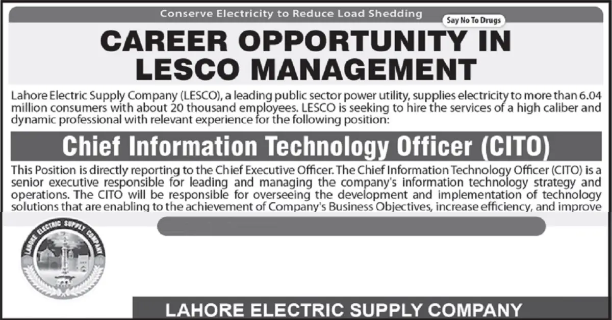 Lahore Electric Supply Co LESCO Jobs CITO