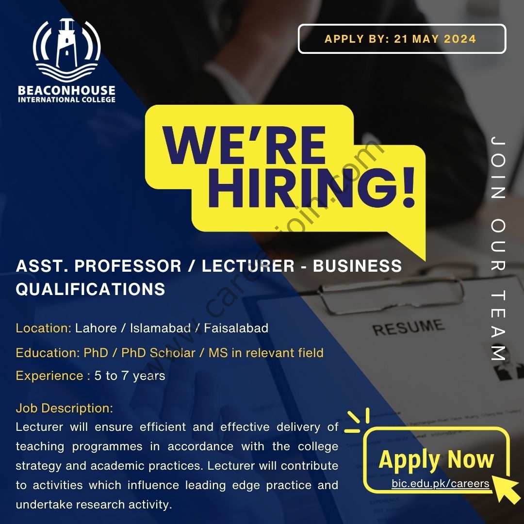 Beaconhouse International College Jobs Assistant Professor / Lecturer Business 1