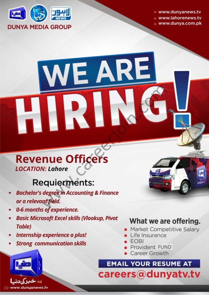 Dunya TV Jobs Revenue Officer 1