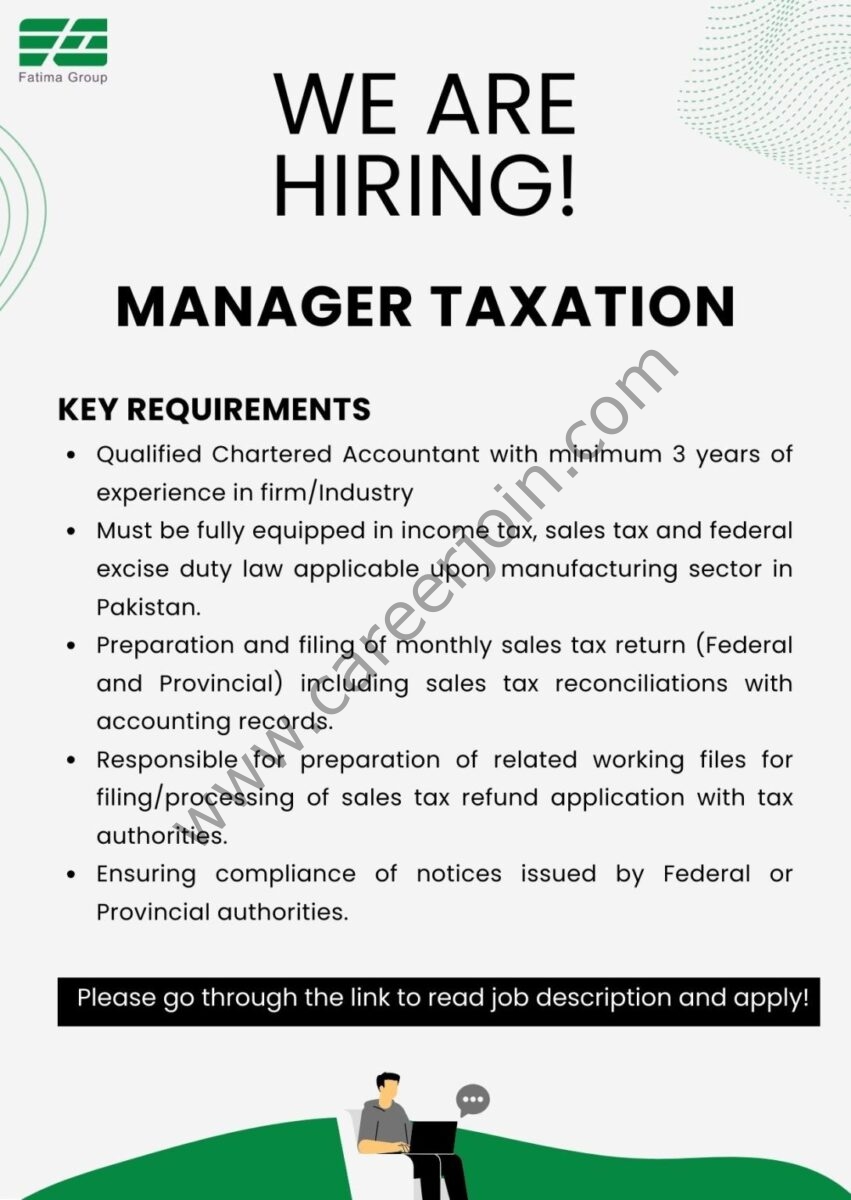 Fatima Group Jobs Manager Taxation 1