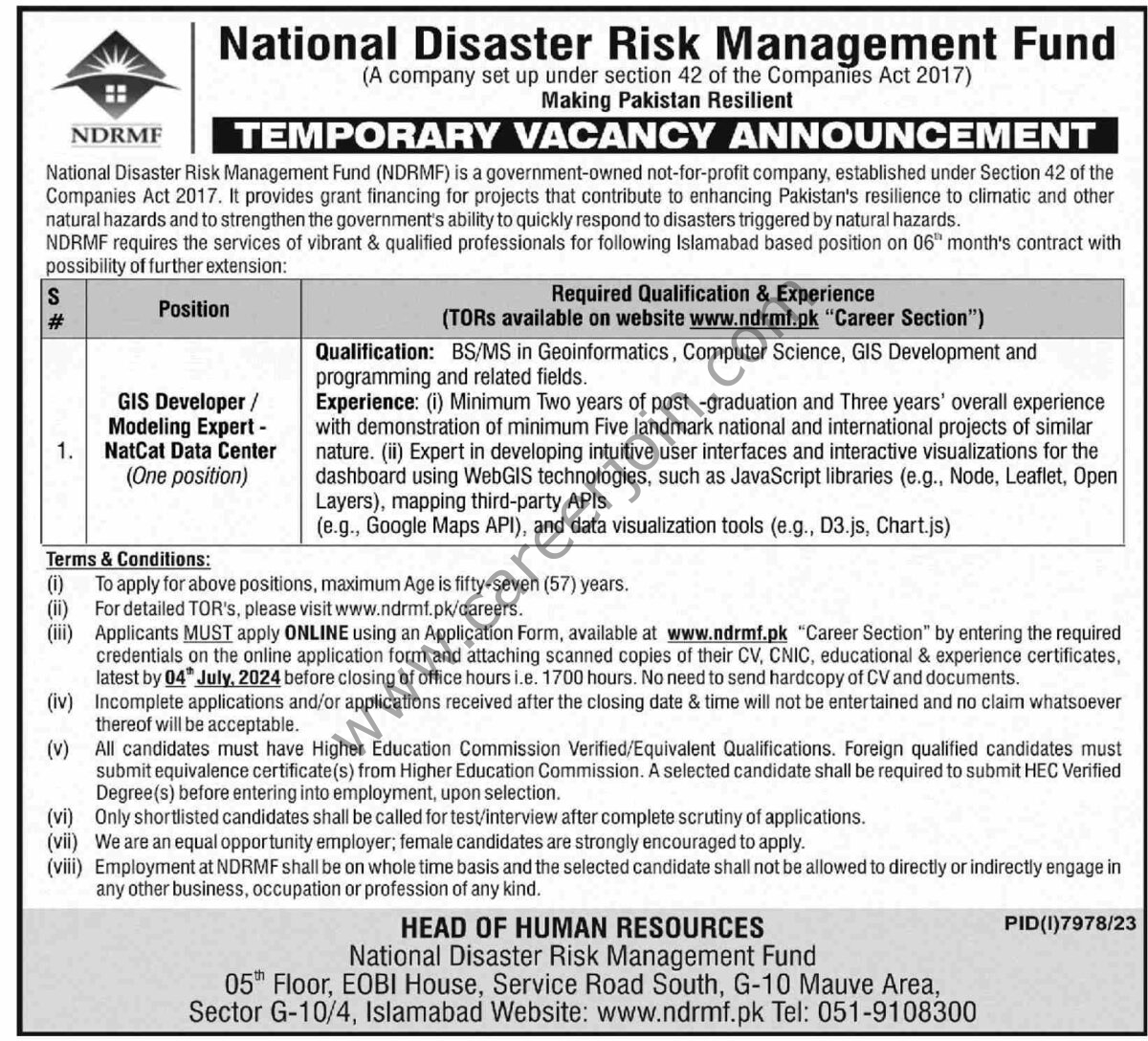 National Disaster Risk Management Fund NDRMF Jobs 27 June 2024 Dawn 1