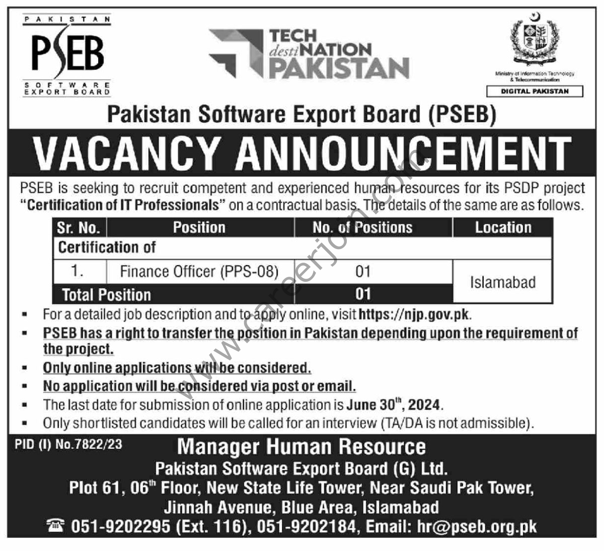 Pakistan Software Export Board PSEB Jobs 16 June 2024 Dawn 1