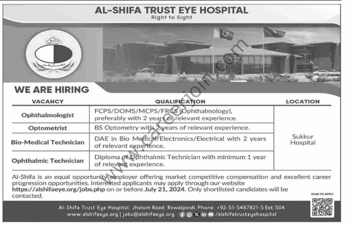 Al Shifa Trust Eye Hospital Jobs 07 July 2024 Dawn 1