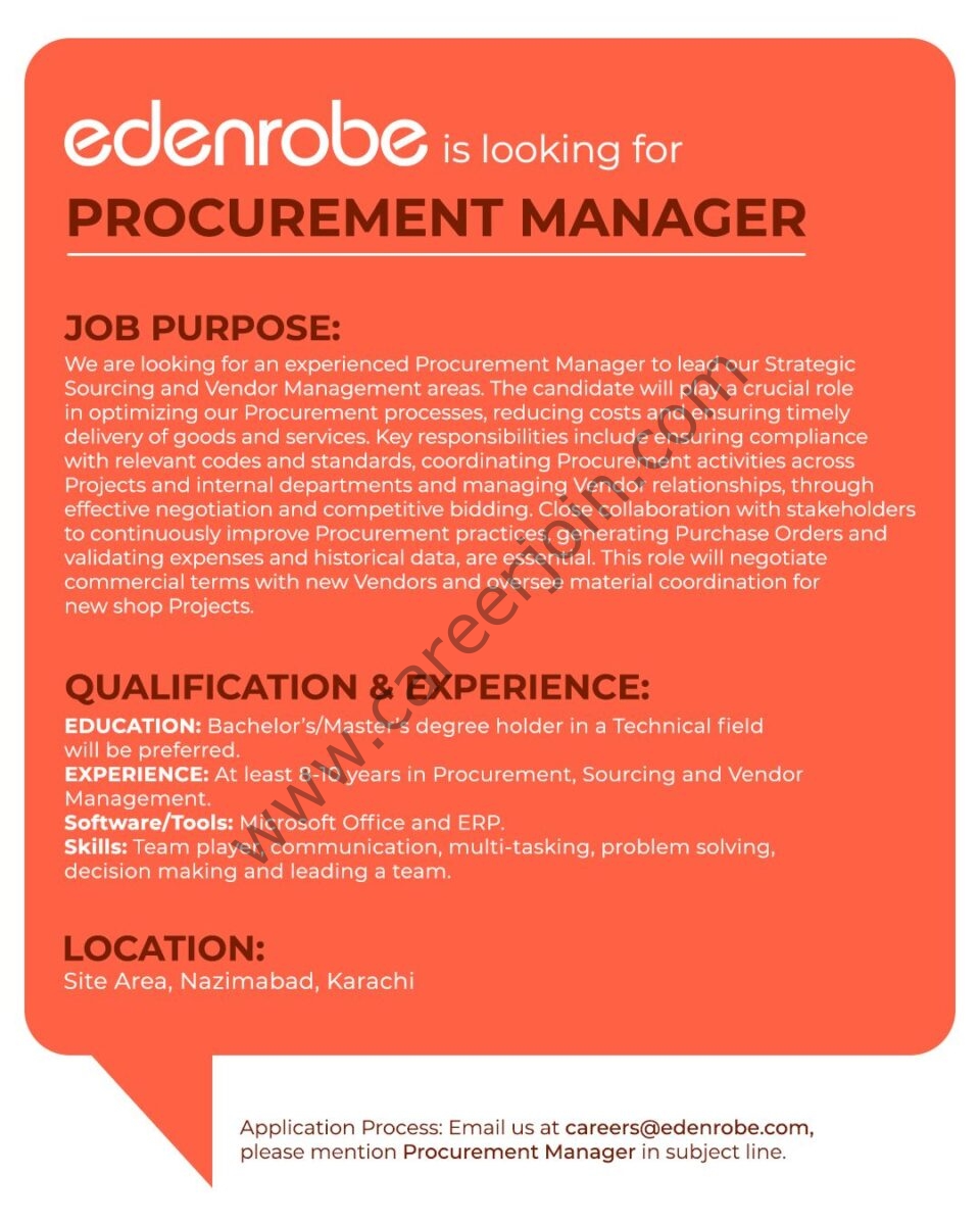 Edenrobe Jobs Procurement Manager 1