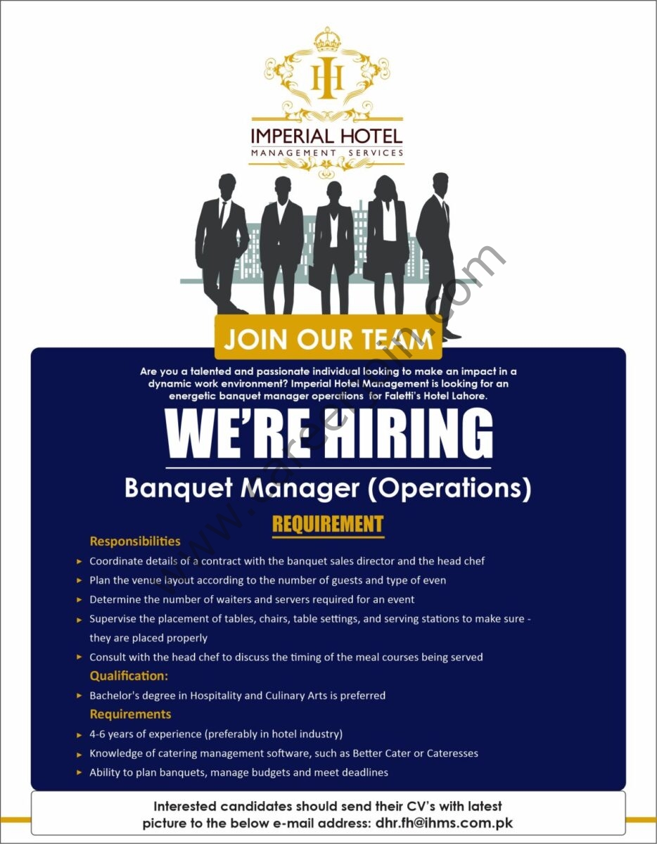 Imperial Hotel Management Services Jobs Banquet Manager (Operations) 1