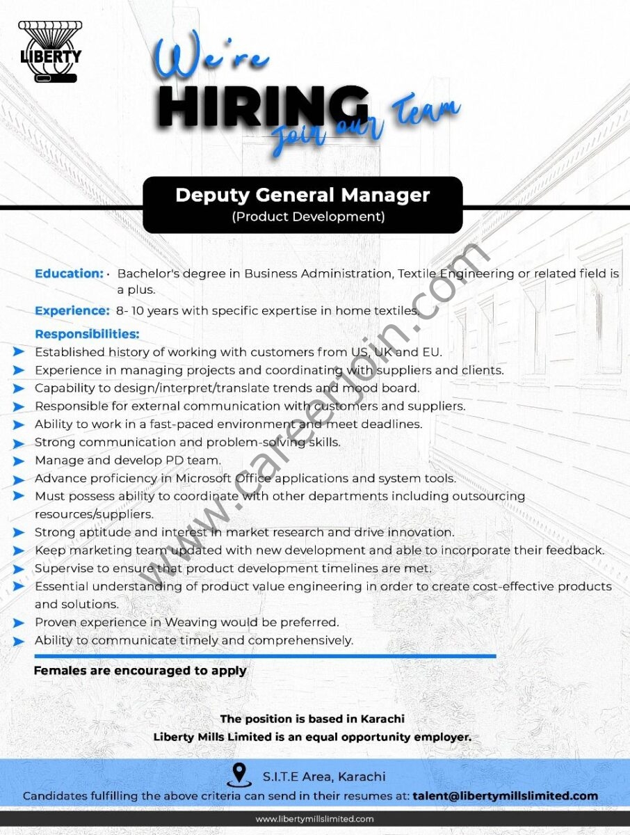 Liberty Mills Limited Jobs Deputy General Manager 1