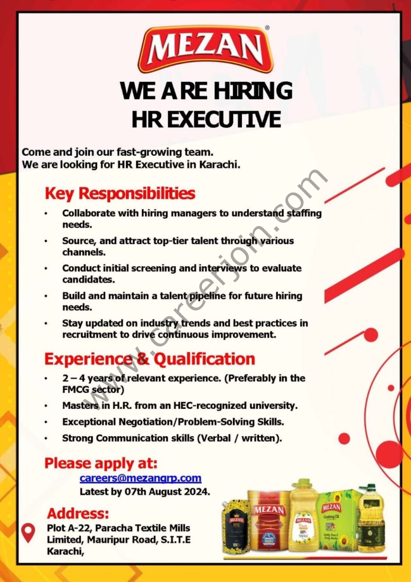 Mezan Group Jobs HR Executive 1