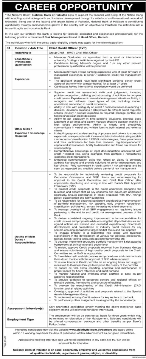 National Bank of Pakistan NBP Jobs 30 June 2024 Dawn 1
