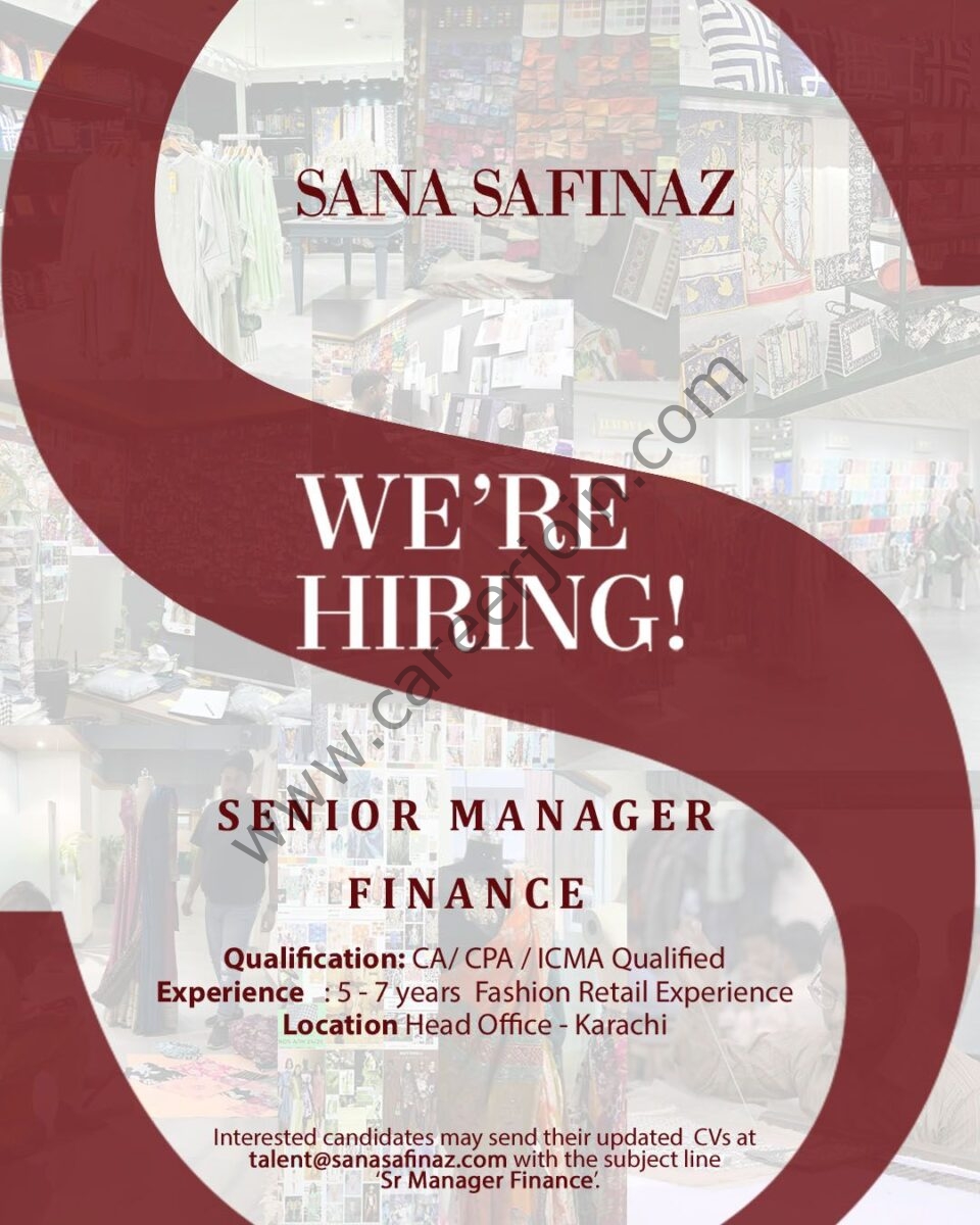 Sana Safinaz Jobs Senior Manager Finance 1