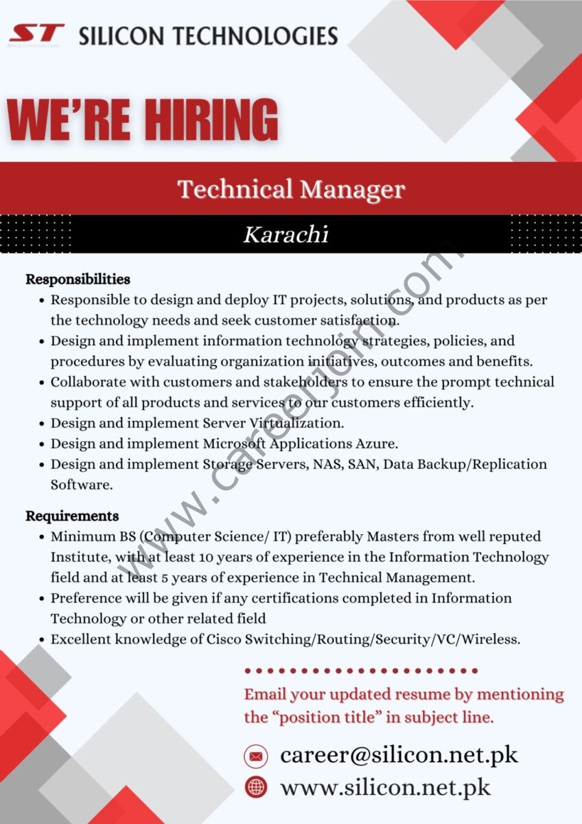 Silicon Technologies Jobs Technical Manager 1