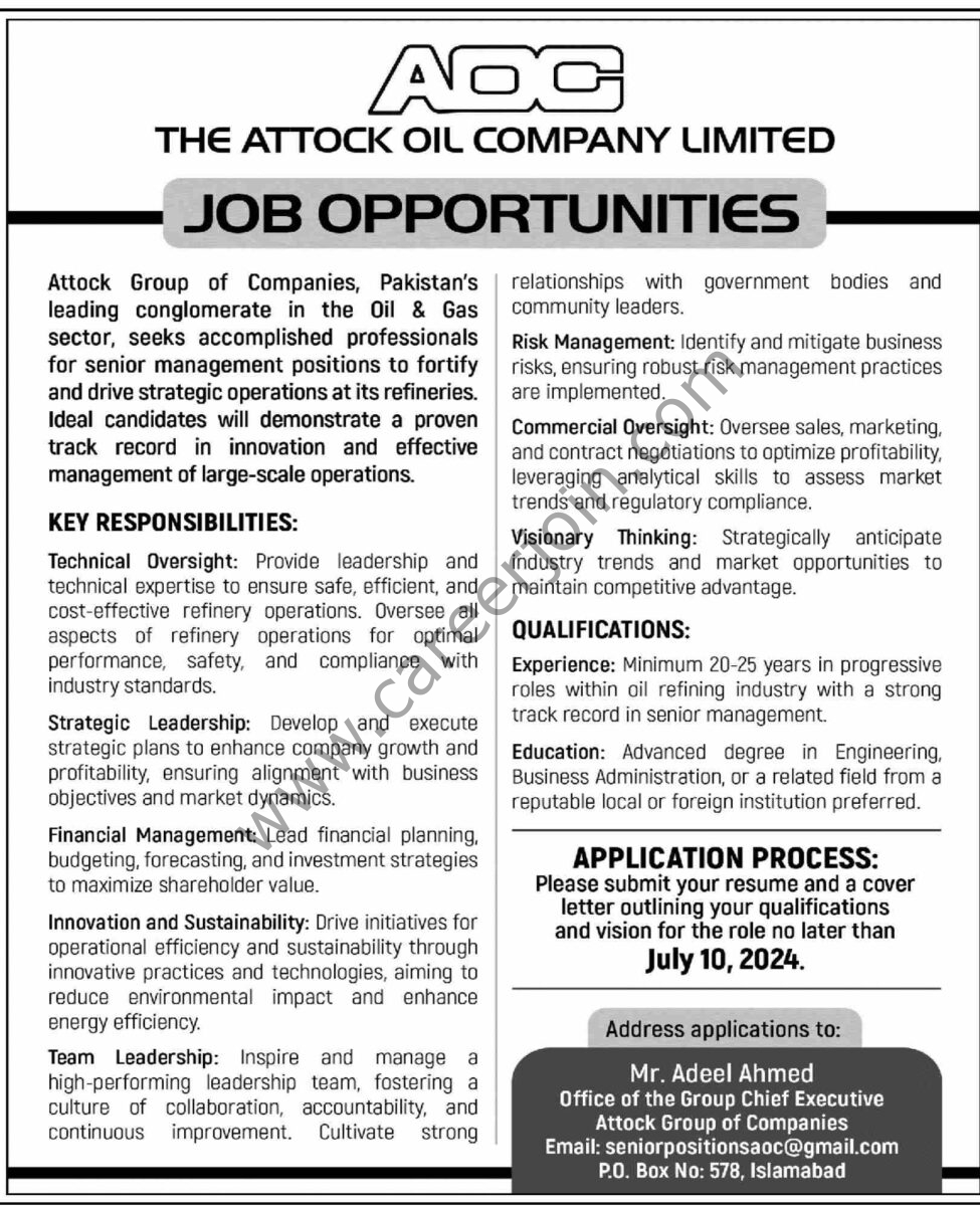 The Attock Oil Company Limited Jobs 30 June 2024 Dawn 1