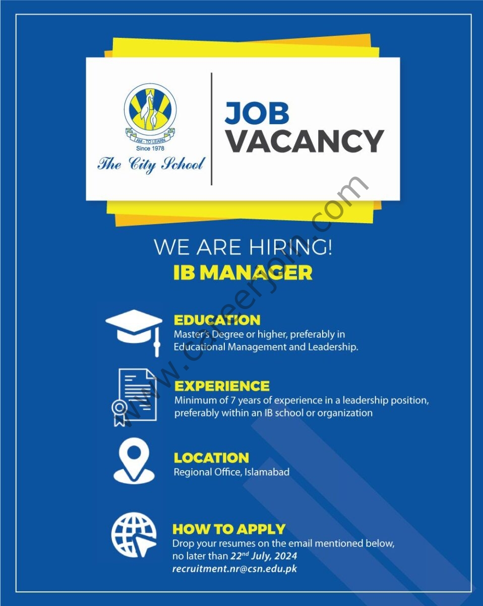 The City School Jobs IB Manager  1