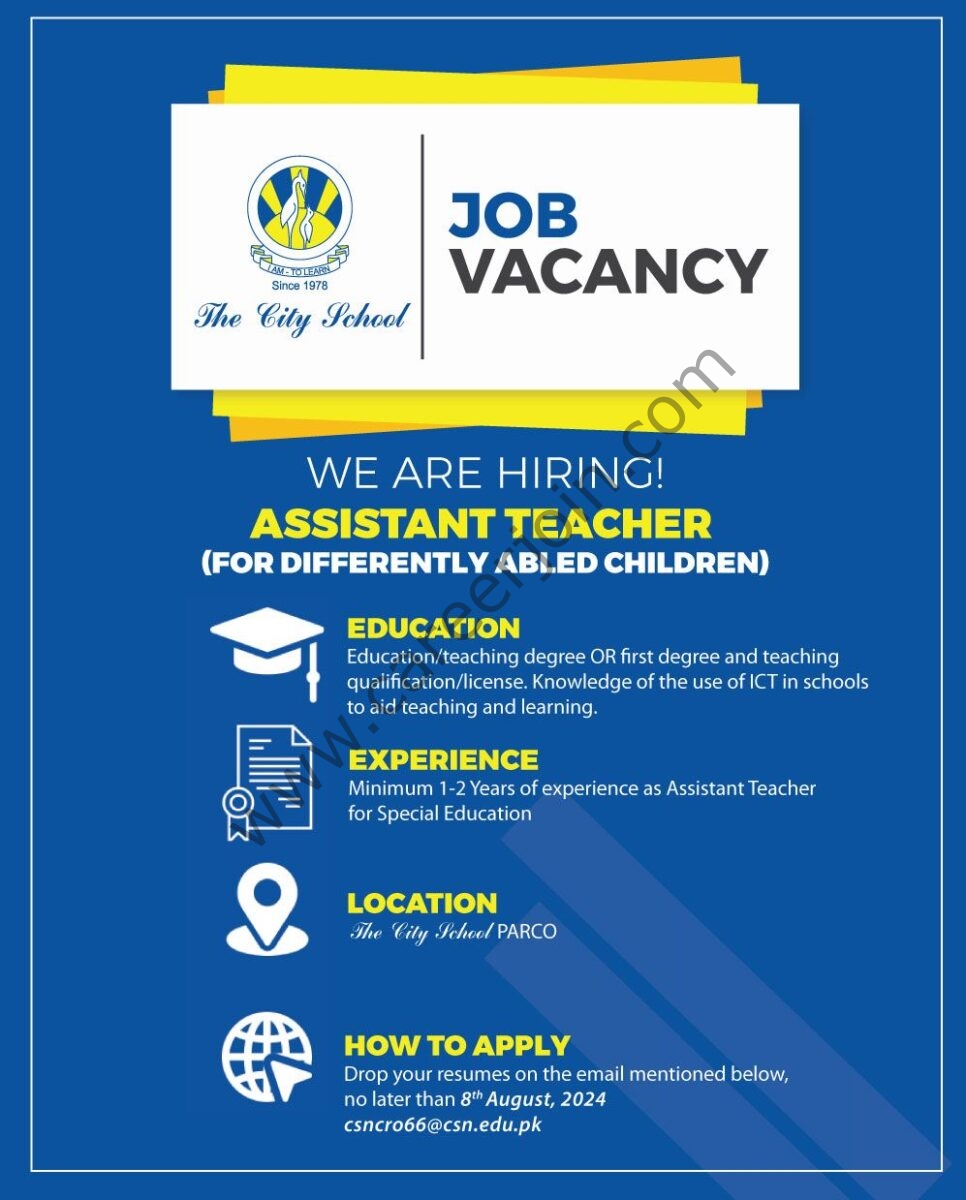 The City School Jobs Assistant Teacher 1