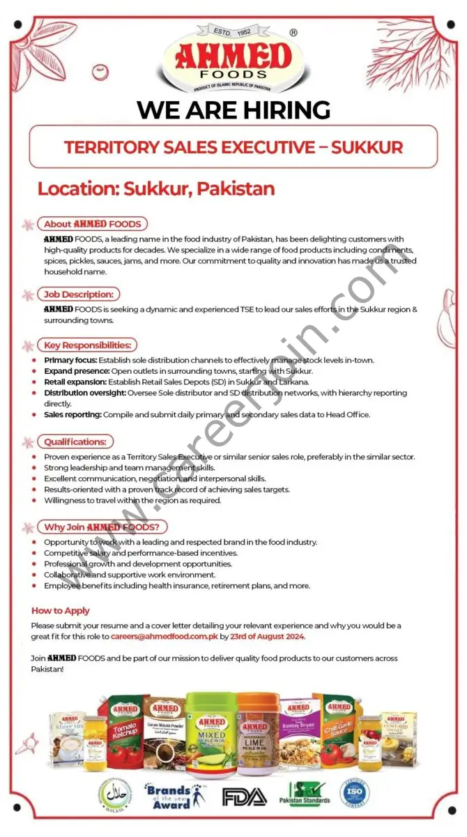 Ahmed Foods Jobs Territory Sales Executive 1