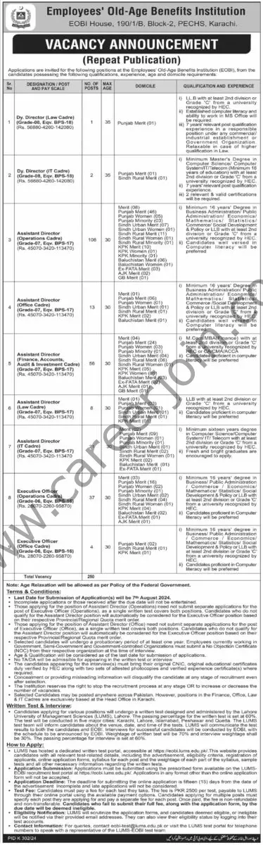 Employees Old Age Benefits Institution EOBI Jobs 02 August 2024 Dawn 1