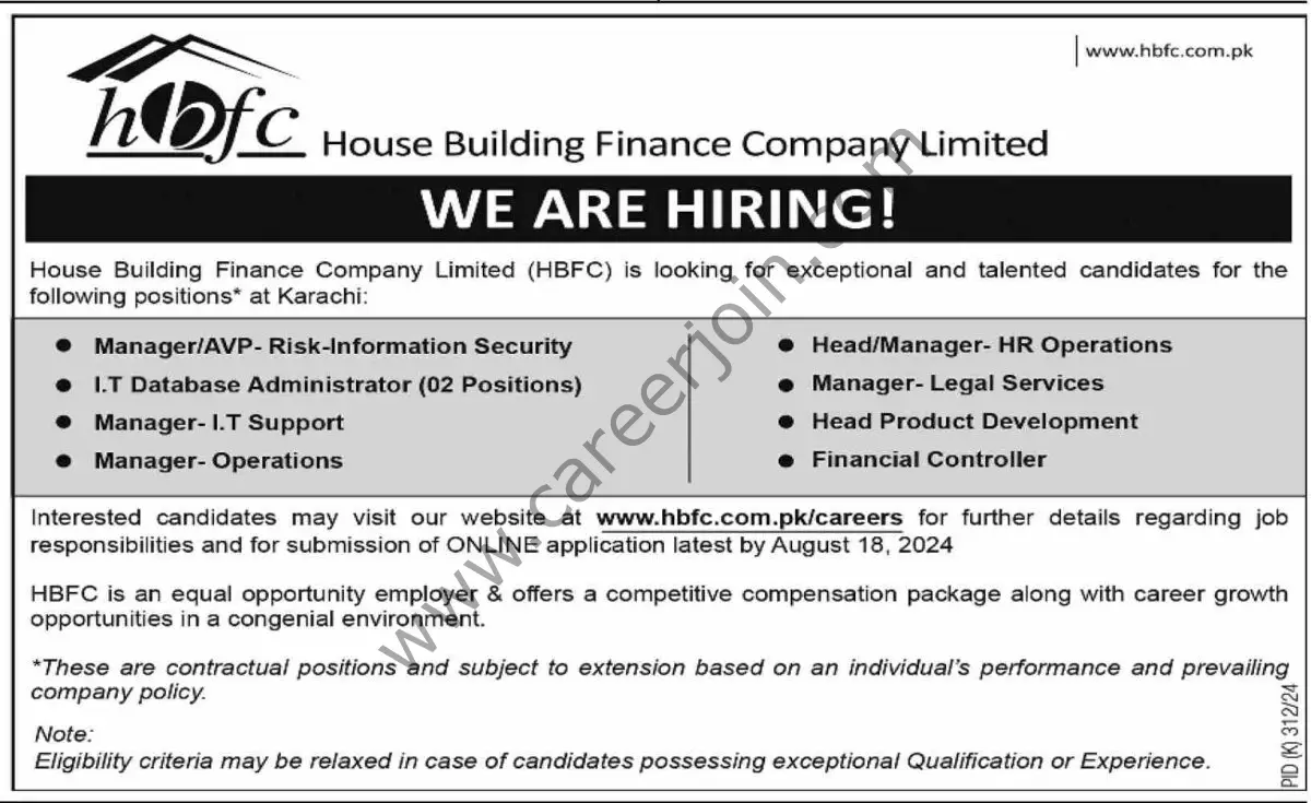 House Building Finance Co Ltd HBFC Jobs 04 August 2024 Dawn 1