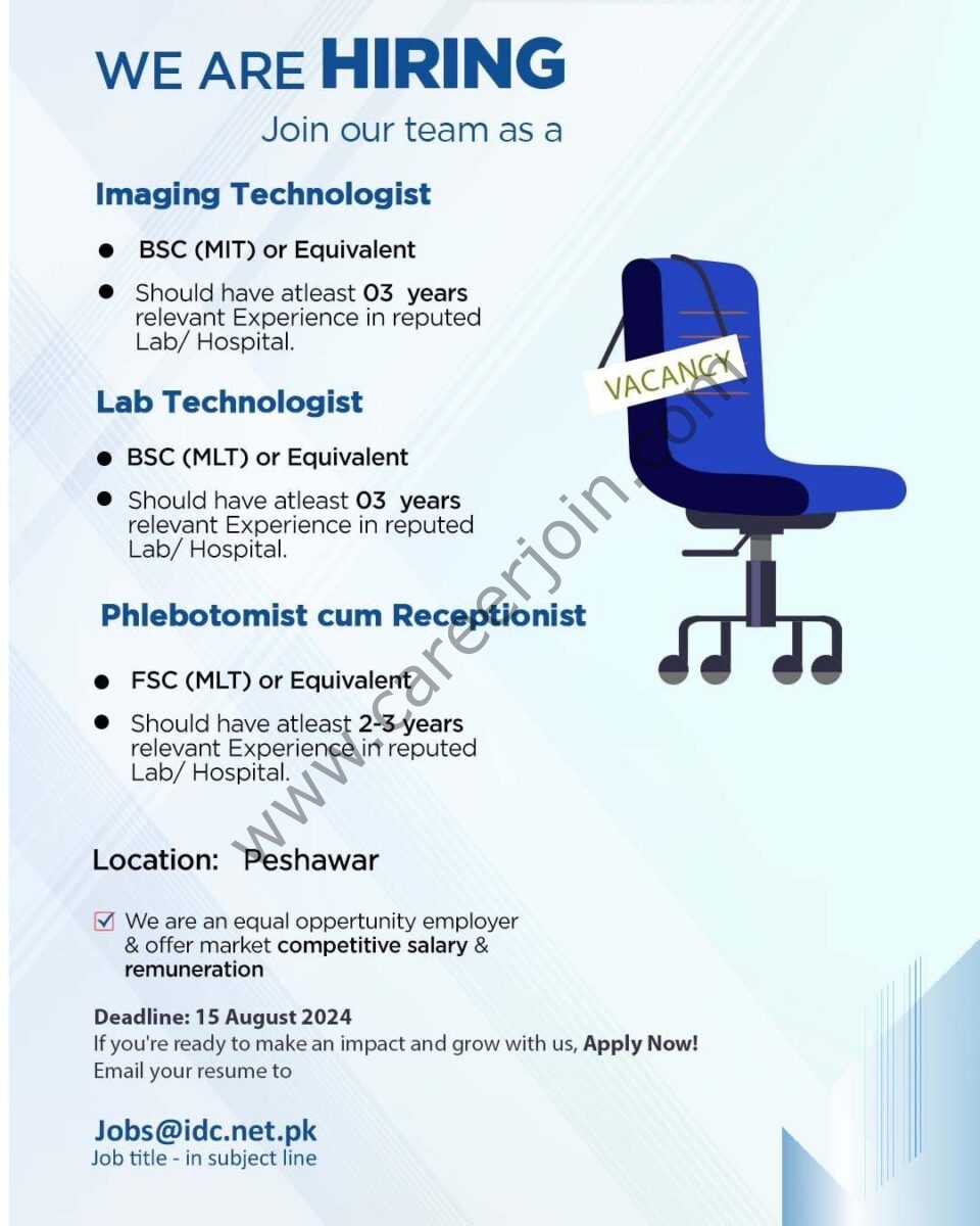 Islamabad Diagnostic Center IDC Jobs August 2024 2