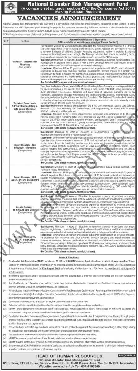 National Disaster Risk Management Fund NDRMF Jobs 04 August 2024 Dawn 1