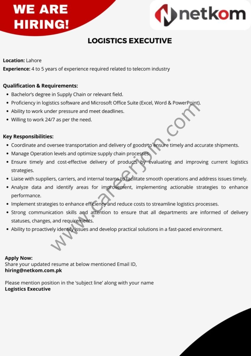 Netkom Technologies Jobs Logistics Executive 1