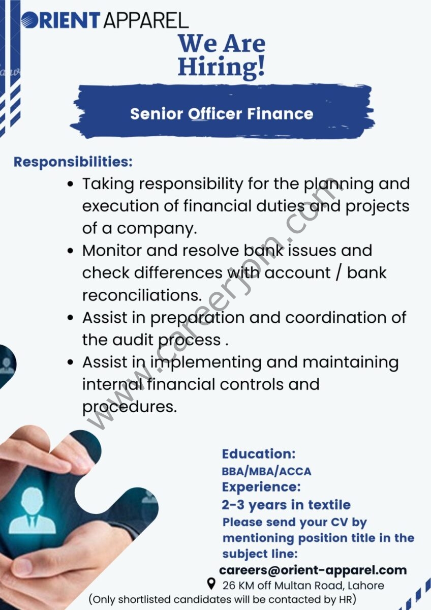 Orient Group Of Companies Jobs Senior Officer Finance 1