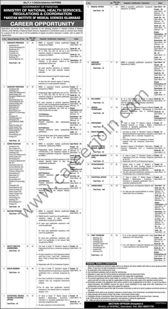 Pakistan Institute of Medical Sciences Islamabad Jobs 01 August 2024 Express 1