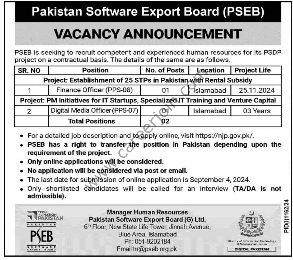 Pakistan Software Export Board PSEB Jobs 18 August 2024 Dawn 1