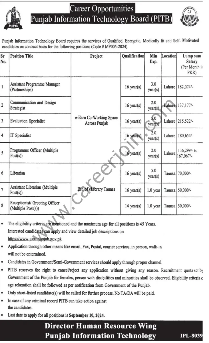 Punjab Information Technology Board PITB Jobs 25 August 2024 Express Tribune 1