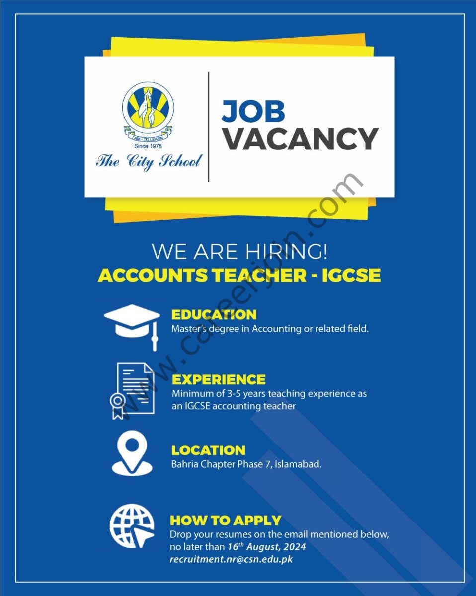 The City School Jobs Accounts Teacher 1