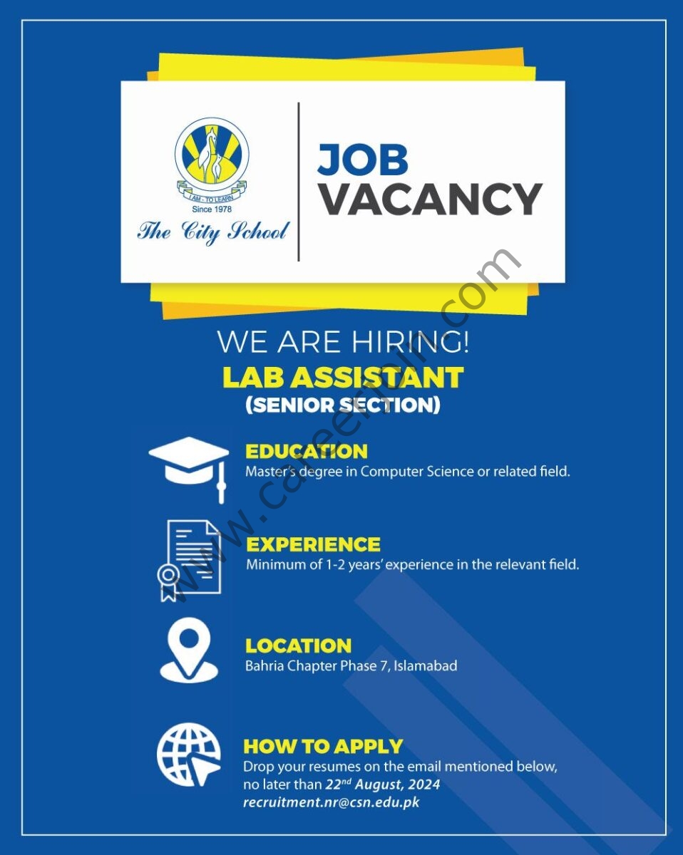 The City School Jobs Lab Assistant 1