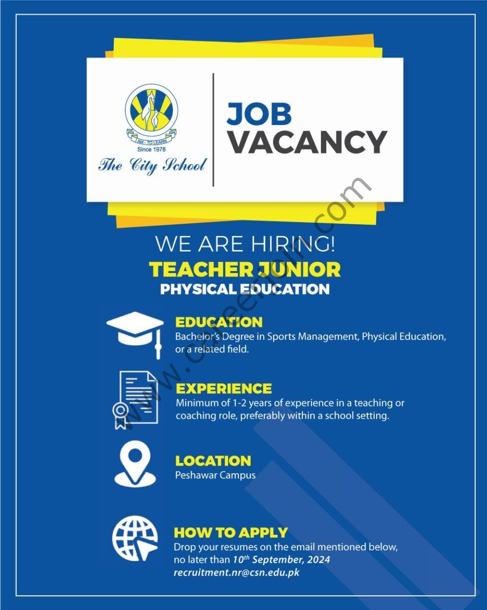 The City School Jobs Junior Physical Education Teacher 1