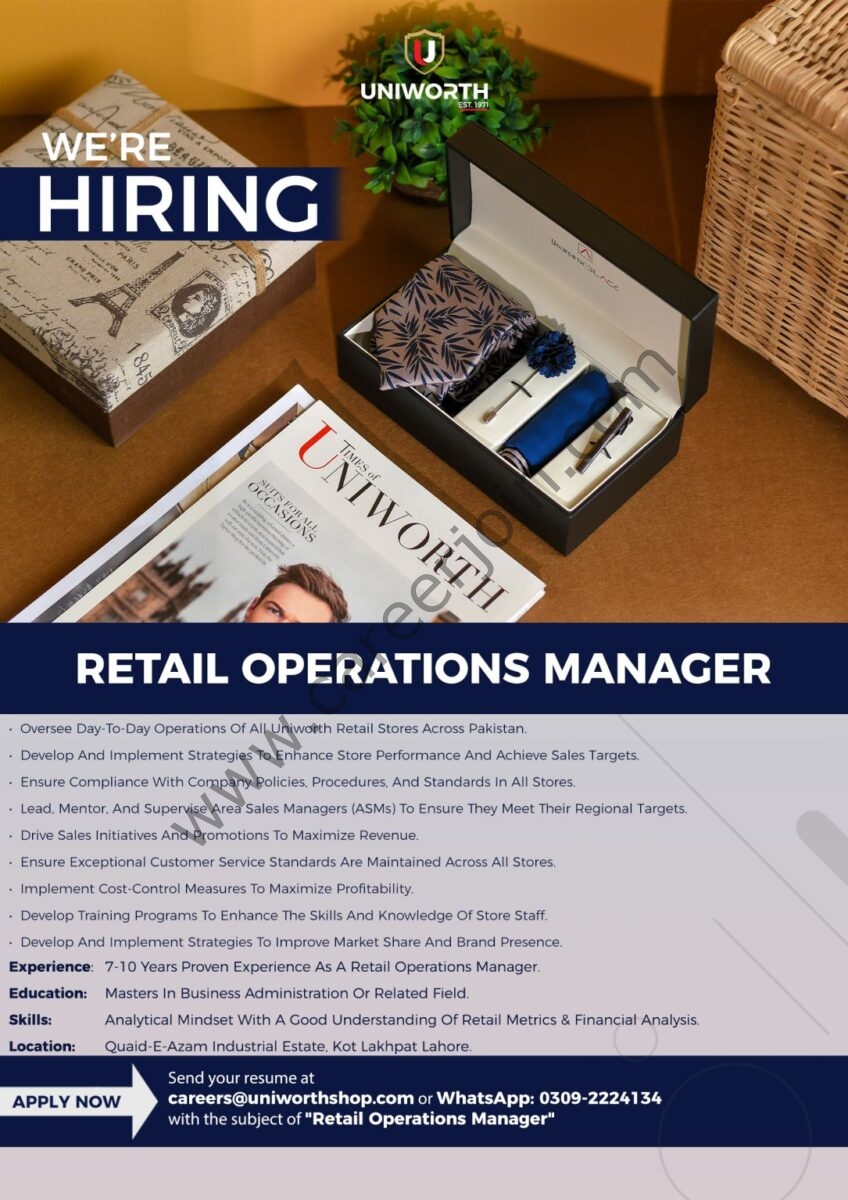 Uniworth Jobs Retail Operations Manager 1