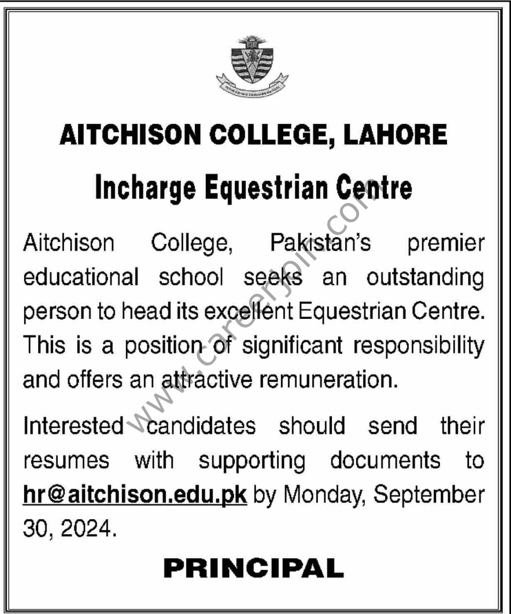 Aitchison College Lahore Jobs 22 September 2024 Dawn 2