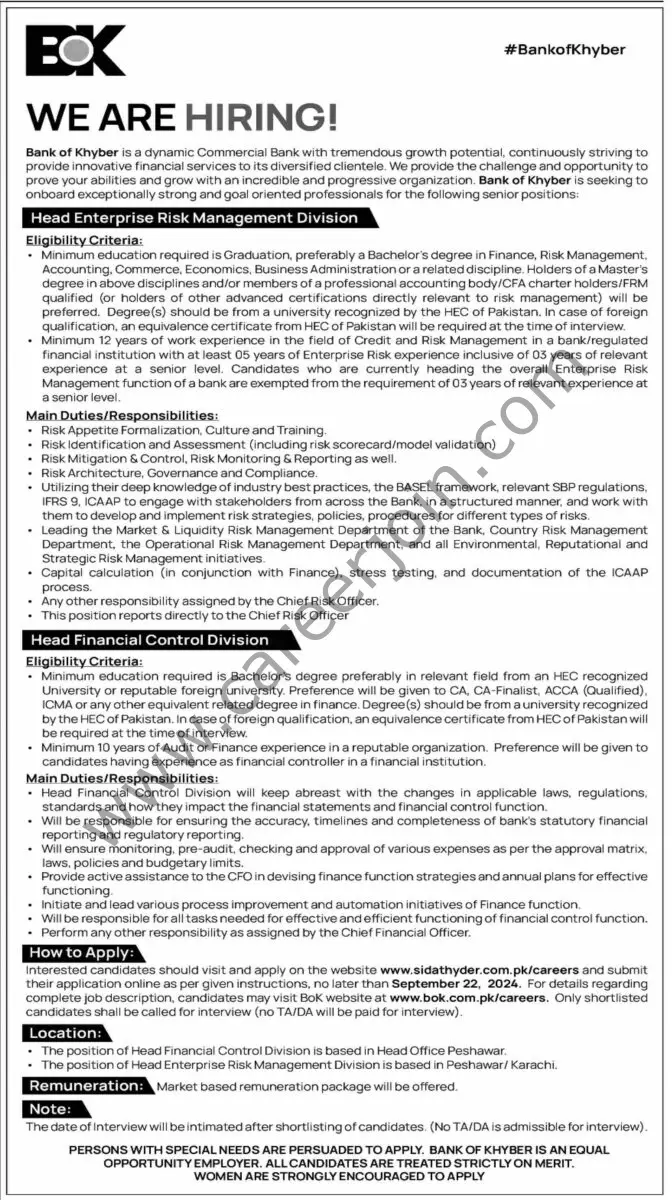 Bank of Khyber BOK Jobs 08 September 2024 Dawn 01 1