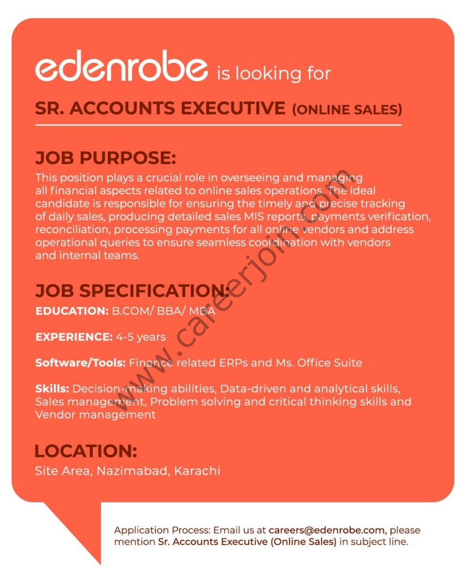 Edenrobe Jobs Sr Accounts Executive  1