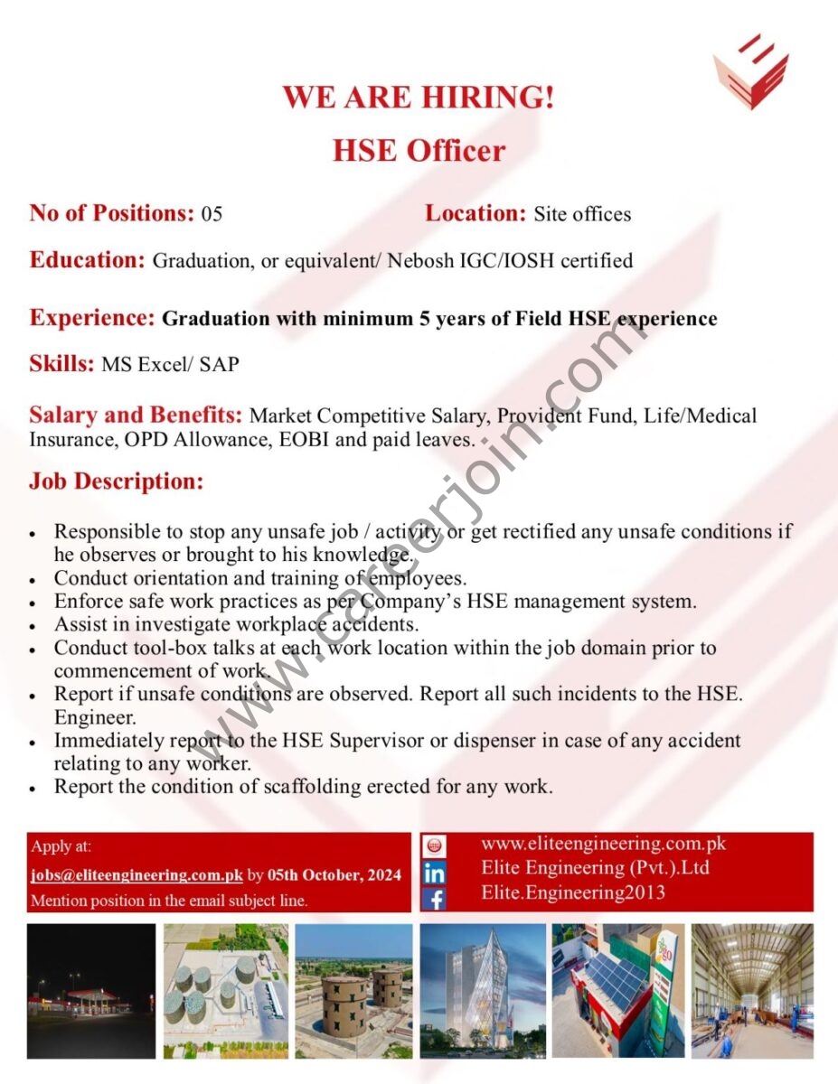  Elite Engineering Pvt Ltd Jobs HSE Officers 1