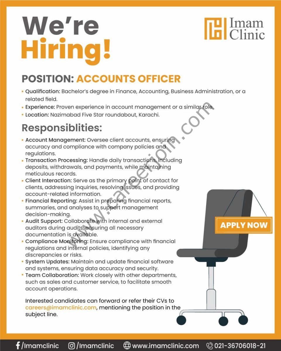 Imam Clinic Jobs Accounts Officer 1