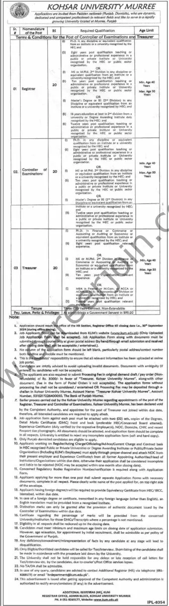 Kohsar University Murree Jobs 04 September 2024 Dawn 1