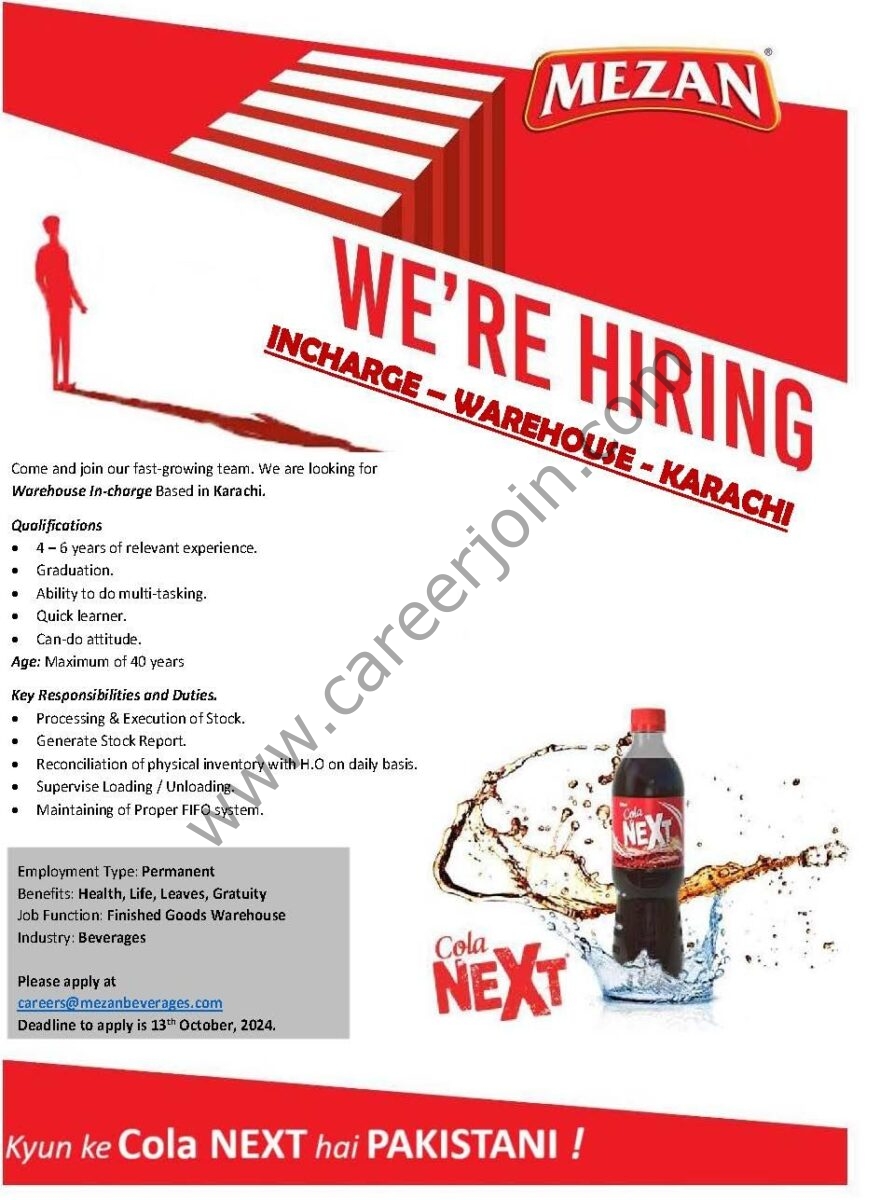 Mezan Beverages Cola Next Jobs October 2024 2