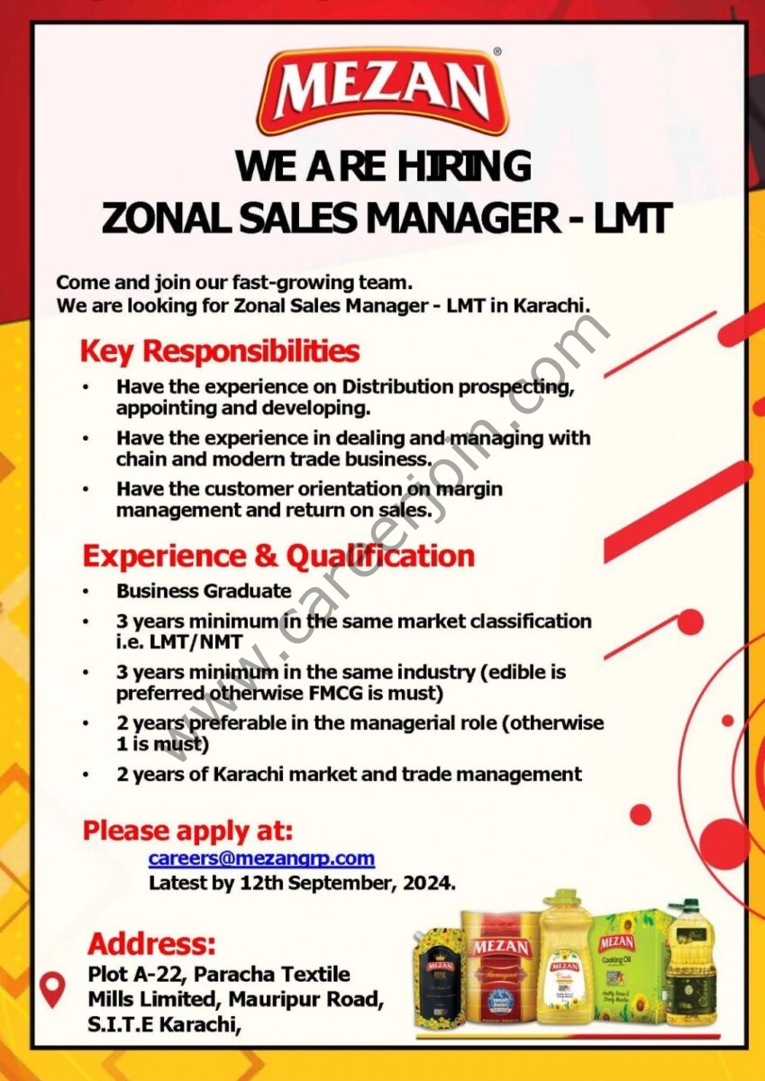 Mezan Group Jobs Zonal Sales Manager  1