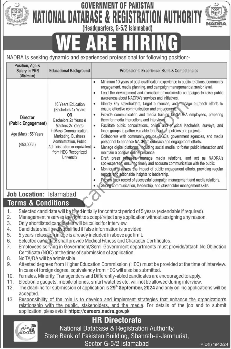 NADRA Jobs 15 September 2024 Dawn 1