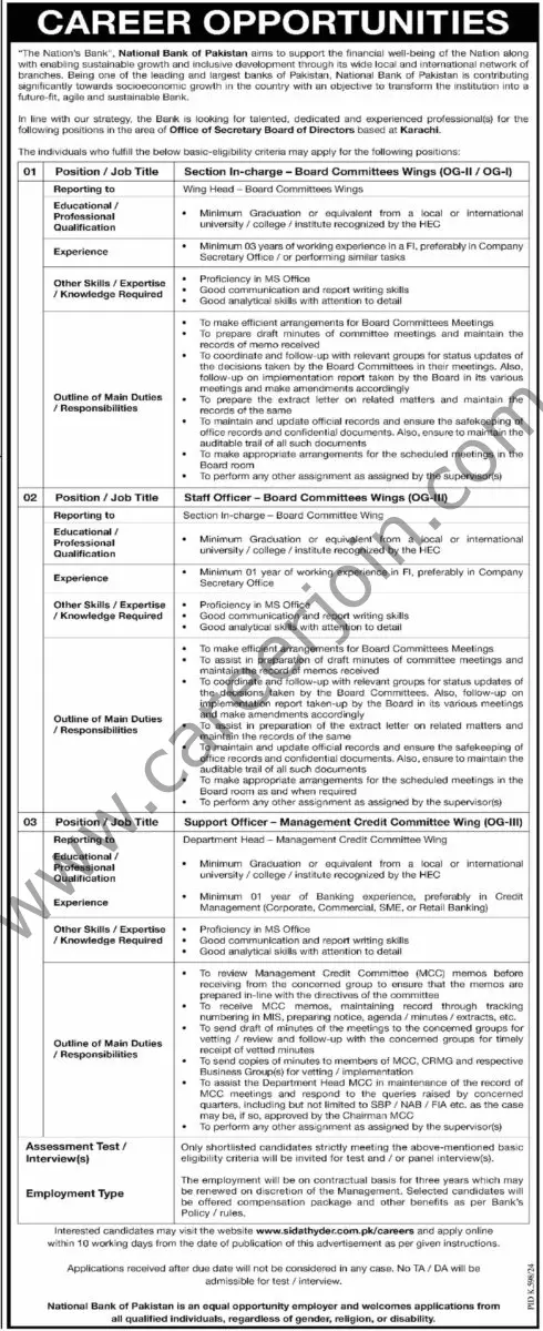 National Bank of Pakistan NBP Jobs 01 September 2024 Dawn 1