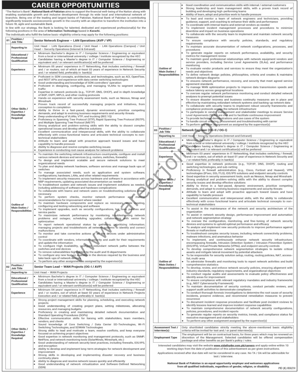 National Bank of Pakistan NBP Jobs 15 September 2024 Dawn 02 1