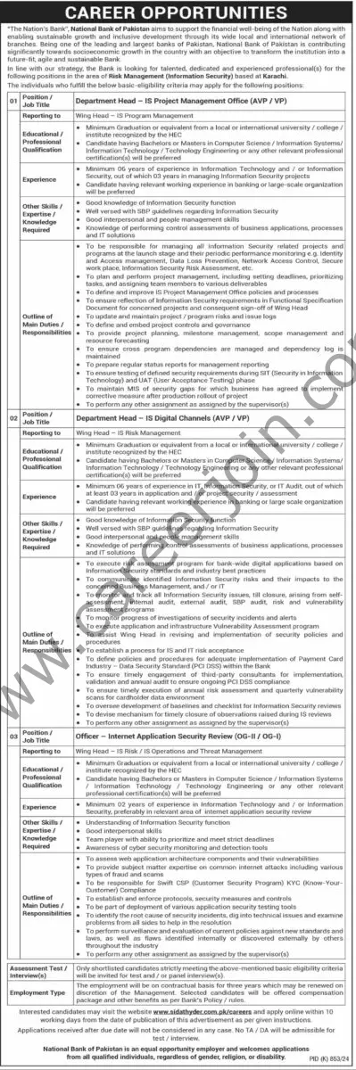 National Bank of Pakistan NBP Jobs 15 September 2024 Dawn 1