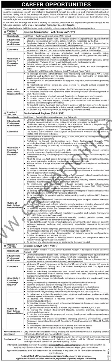 National Bank of Pakistan NBP Jobs 29 September 2024 Dawn 02 1