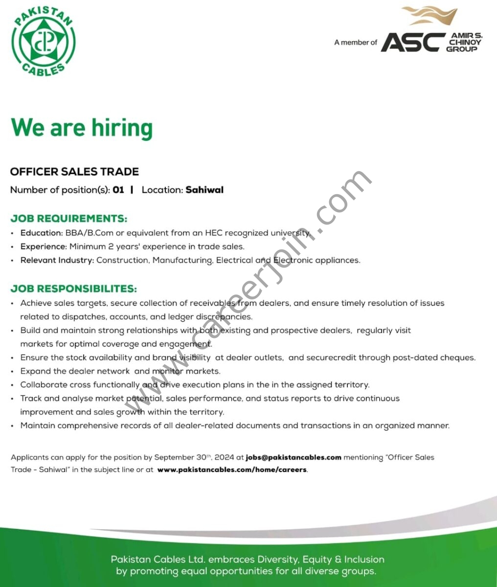 Pakistan Cables Limited Jobs September 2024 2