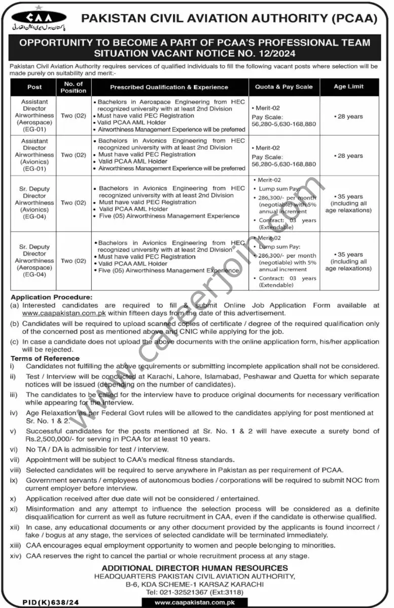 Pakistan Civil Aviation Authority PCAA Jobs 08 September 2024 Dawn 1