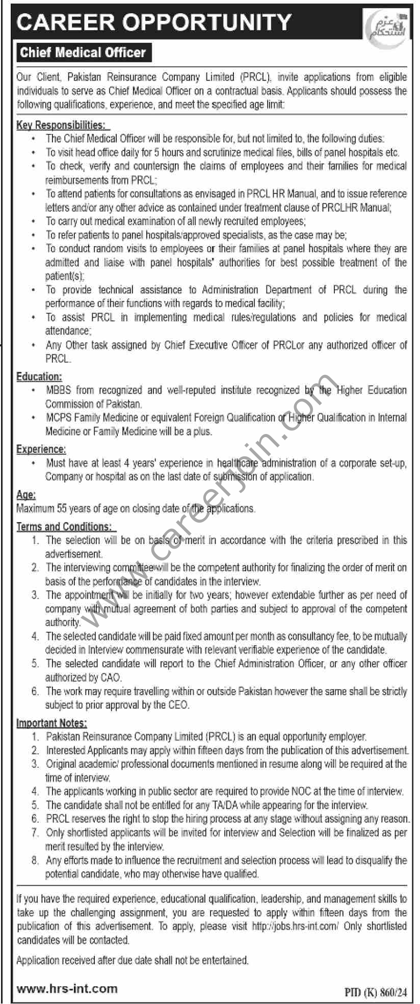 Pakistan Reinsurance Co Ltd PRCLJobs 19 September 2024 Dawn 1