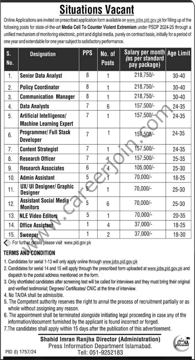 Press Information Department Islamabad Jobs 08 September 2024 Express 1